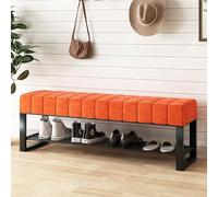 Genérico Banco Zapatero Moderno con cojín Que Ahorra Espacio, Estante Elegante para Entrada, Sala de Estar, Dormitorio, Pasillo, 80x32x45cm (Naranja)