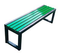 Genérico Bancos de Exterior, Banco de Parque de Metal Resistente a la Intemperie. Bancos de Parque para Exteriores, Banco sin Respaldo para 2 Personas, de Madera Maciza, con Asiento de Listones y EST