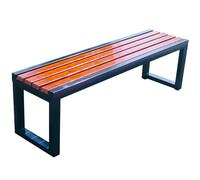 Genérico Bancos de Exterior, Banco de Parque de Metal Resistente a la Intemperie. Bancos de Parque para Exteriores, Banco sin Respaldo para 2 Personas, de Madera Maciza, con Asiento de Listones y EST