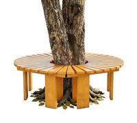Genérico Bancos de Exterior con Asiento semicircular para árbol, con Estructura de Madera Maciza, Banco Curvo para árbol y Soporte para Plantas Resistente a la Intemperie (marrón, Redondo).