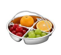 Genérico Bandeja Compartimentada para Snacks,Bandeja de Acero Inoxidable para Frutas con Asa,Separador para Frutas | para Hogar, Apartamento, Veladas Familiares, Reuniones con
