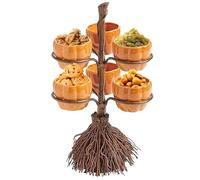 Genérico Bandeja de aperitivos de Halloween | Tazón de refrigerio de calabaza con de escoba,Creative Candy Bowl Halloween Party Favor Suministros para bocadillos, ensaladas, exhibición de postres