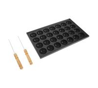 Genérico Bandeja de Hierro para Hornear Takoyaki 28 Cm 12 Moldes Redondos Antiadherente y 2 Agujas para Cocinar Pulpo Utensilio Delicado para Cocina Hogar