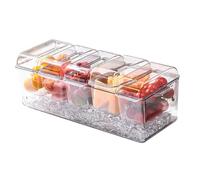 Generico Bandeja de servicio refrigerado - Servidor de condimentos - Fiambrera refrigerada | de fruta transparente con junta para mascotas con compartimentos extraíbles | 40,5 cm de alimentos