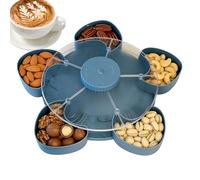 Generico Bandeja de servir diseccionada con tapa giratoria, para aperitivos con uso portátil, organizador multicompartimento, para alimentos, fiestas de frutas y verduras en