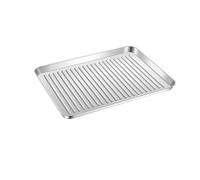 Genérico Bandeja For Hornear De Acero Inoxidable Antiadherente Con Fondo Corrugado, Apta For Lavavajillas, Ideal For Barbacoa, Pizza Y Pan.(40.5x30.5x2.5cm)