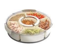 Genérico Bandeja para servir refrigerios - Bandeja para servir dividida de 32 cm con tapa | de bocadillos dividida | de apilable | Contenedor de comida Pet+pp para snacks, frutos secos, frutas,