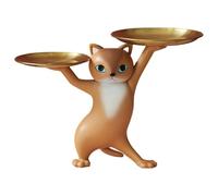 Generico Bandeja portaobjetos para estatuas de gatos - Bandeja portaobjetos para figuritas de resina | Para adornos de mesa de treinta y seis centímetros, porta caramelos con estatua decorativa de