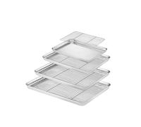 Genérico Bandeja Rectangular Antiadherente De Acero Inoxidable For Hornear Galletas Con Rejilla Extraíble - Apto For Horno(S set)