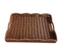 Generico Bandeja rectangular de ratán con asas, bandeja para bebidas campesinas | para el hogar, salón, dormitorio, mesa de café, sofá, camping, pícnic, reuniones