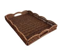 Generico Bandeja trenzada - Decoración del sofá de ratán sintético - Para bebidas de estilo campestre, para salón, dormitorio, mesa de café, sofá, terraza exterior, camping, pícnic, de hambre
