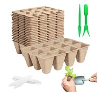 Genérico Bandejas de Inicio de plántulas - 24 Piezas de iniciador Cuadrado orgánico con 24 Etiquetas, bandejas de Inicio de Semillas para alféizar de Ventana, macetas de turba, Kit de germinació