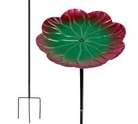 Generico Bañera y de hierro forjado verde con loto, 15 x 15 x 60 cm, independiente, bañera de metal resistente a los agentes atmosféricos con base de puntas, para jardín y patio