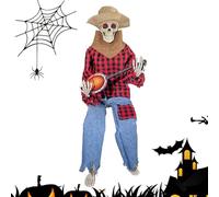 Genérico Banjo Skeletons - Cowboy Skeleton with Gothic Decoration | Funny Banjo Skeleton Statue with Western-Themed Details | Halloweens Figurine for Haunted House, Home Decor, Shelf, and Entryway