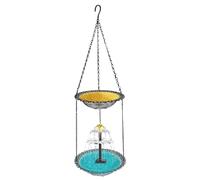 Genérico Baño para Pájaros | Bomba Solar y Plato de Comida - Fuente con un baño para Aves y alimentador,para Barandilla Pilar Terraza Patio Cortijo Jardín Balcón Petirrojo Gorrión