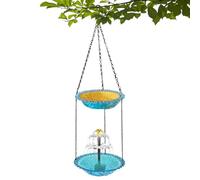 Genérico Baño para Pájaros - Bomba Solar y Plato de Comida - Fuente con un baño para Aves y alimentador | para Barandilla Pilar Terraza Patio Cortijo Jardín Balcón Petirrojo Gorrión