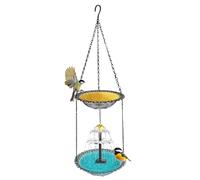 Genérico Baño para Pájaros,Colgable con Bomba Solar | Fuente con un baño para Aves y alimentador,para Barandilla Pilar Terraza Patio Cortijo Jardín Balcón Petirrojo Gorrión