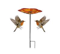 Genérico Baño para Pájaros de Metal con Flor - 63 centímetros Estación de Agua con Motivos de Flores Mariposas | Estaca Cuenco Baño para Aves - para Colibríes Mariposas Abejas Jardines Patios Granjas