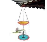 Genérico Baño para Pájaros,Plato Decorativo artístico con Animales | Fuente con un baño para Aves y alimentador - para Barandilla Pilar Terraza Patio Cortijo Jardín Balcón Petirrojo Gorrión