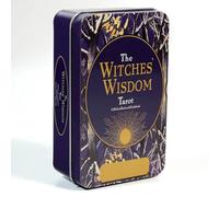 Genérico Baraja de Tarot de la Sabiduría de Las Brujas en una Caja de hojalata con Bordes Dorados Verdes 10,3 * 6 cm 78 Cartas de Tarot con guía para Principiantes The Witches’ Wisdom Tarot
