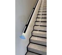 Genérico Barandilla LED con Sensor de Movimiento - Barra de Apoyo Redonda de Aluminio para escaleras, pasillos y Paredes - Negra, 120 cm de Largo, iluminación Segura y Elegante para el hogar