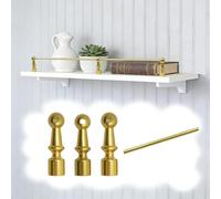 Genérico Barandilla metálica Dorada para estantes de 8 a 38 Pulgadas, barandilla anticaídas para armarios de Cocina, Juego de Postes Decorativos para Vallas con 3 barrotes, solución versátil de almac