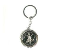 Genérico Barbaric Llavero Legión Cristo de la Buena Muerte, Metal Plateado con Fondo Negro, Diseño Circular con Relieve, Anilla Metálica con Cadena, VD09808