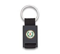 Genérico Barbaric Llavero Táctico Cuadrado Negro con Emblema Legión Española, Anilla Metálica y Cinta Textil Resistente, VD09434GR1008