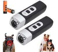 Genérico BarkShield for Dogs, The BarkShield Pro, Dog Bark Deterrent Device with Led Flashlight, Suitable for Training Dogs to Improve Bad Behavior (Black*2)
