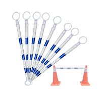 Genérico Barra Ajustable de Conos Reflectantes para tráfico, Extensible de 1,2 a 2 Metros, Paquete de 8 Unidades, Azul y Blanco, Barrera para Control de tráfico, Accesorios para Conos de Seguridad re