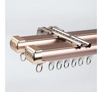 Genérico Barra De Cortina De Doble Riel De 1,50mm De Grosor - System De Barra Cortinas De Aluminio con Ruedas Silenciosas para Separador De Ambientes, Montaje En Techo O Pared(Rose Wall,75cm/2.4ft)