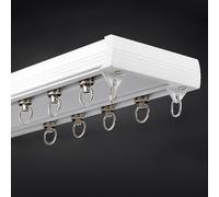 Genérico Barra De Cortina para Techo Divisor De Ambientes, Riel Doble De Aluminio Premium, Juego De Rieles para Cortinas De Ventana De 70 120 150 600cm con Tapa Enrollable(Blanca,115cm/3.7ft)