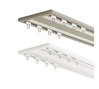 Genérico Barra de Cortina silenciosa de 2 carriles para Montaje en Techo, Rodillos Ocultos de Deslizamiento Suave, 3,9 m/12,8 pies, Color champán - Ideal para decoración del hogar y soluciones para c