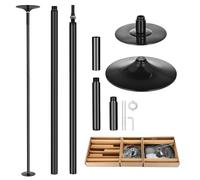 Genérico Barra de Pole Dance, 45 mm de diámetro, Altura Ajustable de 216 a 279 cm, portátil y Desmontable con función estática y-giratoria, Capacidad de Carga de 150 kg, Negra