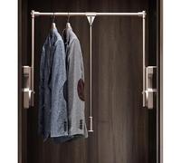 Genérico Barra de Ropa Extensible y abatible - Barra Ajustable para Armario y Pantalones, Percha Multifuncional, diseño de Doble amortiguación (Dorado, 564-764 mm)