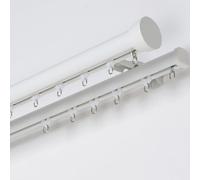 Genérico Barra para Cortina Pared De Ducha, Riel De Cortina Doble De 1-9m con Remates De Tapa, Juego De Pista De Cortina para Hoteles, Hospitales Y Ubicaciones Comerciales(White-B,130cm)