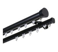 Genérico Barra para Cortina Pared De Ducha, Riel De Cortina Doble De 1-9m con Remates De Tapa, Juego De Pista De Cortina para Hoteles, Hospitales Y Ubicaciones Comerciales(Black-B,160cm(2 * 80cm))