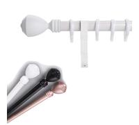 Genérico Barra Romana Simple De 70 Cm, Silenciosa, para Montaje En Pared, para Ventana O Divisor De Ambientes, Ø 2,8 Cm, con Lazo para Colgar, Cabezal Redond Decorativo(Blanca,290cm(2 * 145cm))