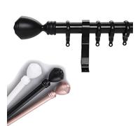 Genérico Barra Romana Simple De 70 Cm, Silenciosa, para Montaje En Pared, para Ventana O Divisor De Ambientes, Ø 2,8 Cm, con Lazo para Colgar, Cabezal Redond Decorativo(Negro,200cm(2 * 100cm))