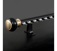 Genérico Barras De Cortina De Aluminio De 28.0mm, Pista De Cortina con Soportes Metálicos Y Cabezal Decorativo, para Puertas De 70 A 600 Cm Y Ventanas(Negro,250cm(2 * 125cm))