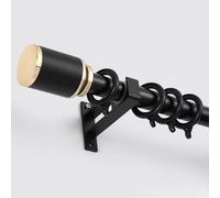 Genérico Barras para Cortinas para Ventanas 70 A 600 Cm Pista De Cortina con Ojales Barra Romana para Puerta con Soportes Metal Fino 28.0 Mm Separador De Ambientes(Negro,110cm/3.6ft)