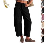 Genérico Barrel Corduroy Pants for Women,Mid Rise Baggy Elastic High Waist Pants,Casual Wide Leg Business Work Trousers with Pockets