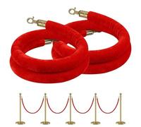 genérico Barrera de Seguridad de Cuerda de Terciopelo para Control de multitudes, Paquete de 2, Cuerda VIP Colgante, Cuerda de Terciopelo con Ganchos, Barrera de Cola para hoteles, teatros