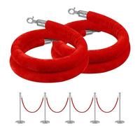 genérico Barrera de Seguridad de Terciopelo para Control de multitudes, Paquete de 2, Cuerda VIP Colgante, Cuerda de Terciopelo con Ganchos, Barrera de Cola para hoteles, teatros y taquilla