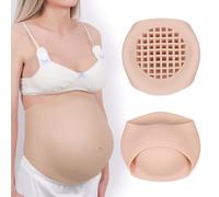Genérico Barriga de Embarazada Falsa Barriga de Embarazada Artificial de Silicona, Barriga de Embarazada con Rejilla de Ventilación Barriga de Cerveza Realista para Cosplay Actores,Beige,8~10 Months S