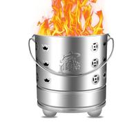 Genérico Barril de Fuego para Exteriores para Quemar Basura - Incinerador de residuos con asa y Soporte, Ideal para Patios y campamentos, 37,5 x 37,5 x 38 cm, Jaula Plateada para Quemar