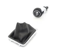 Genérico Base de la perilla de cambio Pomo de palanca cambios 5 y 6 velocidades con funda cuero para VW Golf 7 MK7 GTI GTD 2013-2018 reemplazo(White-6 speed)