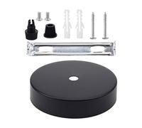 Genérico Base Redonda para Lámpara de Techo, Hierro y Plástico Negro | Cubierta Elegante para Cajas de Conexión, Acabado Mate y Soporte Incluido, Adecuado para Interiores y Pasillos