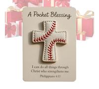 Genérico Baseball Cross Card - Handmade Pocket Blessing Decor for Holiday | Creative Portable Design with Verse, Inspirational Keepsake, for Kids Adults Family Birthday Thanksgiving Christmas Party
