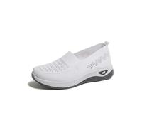 Genérico Basket Running Mujer con Ponte Blanco de Tejido de Punto Transpirable Suela Suave Amortiguante Zapatos para Diario Paseo Plantillas Zapatos Confort, blanco, 43 EU